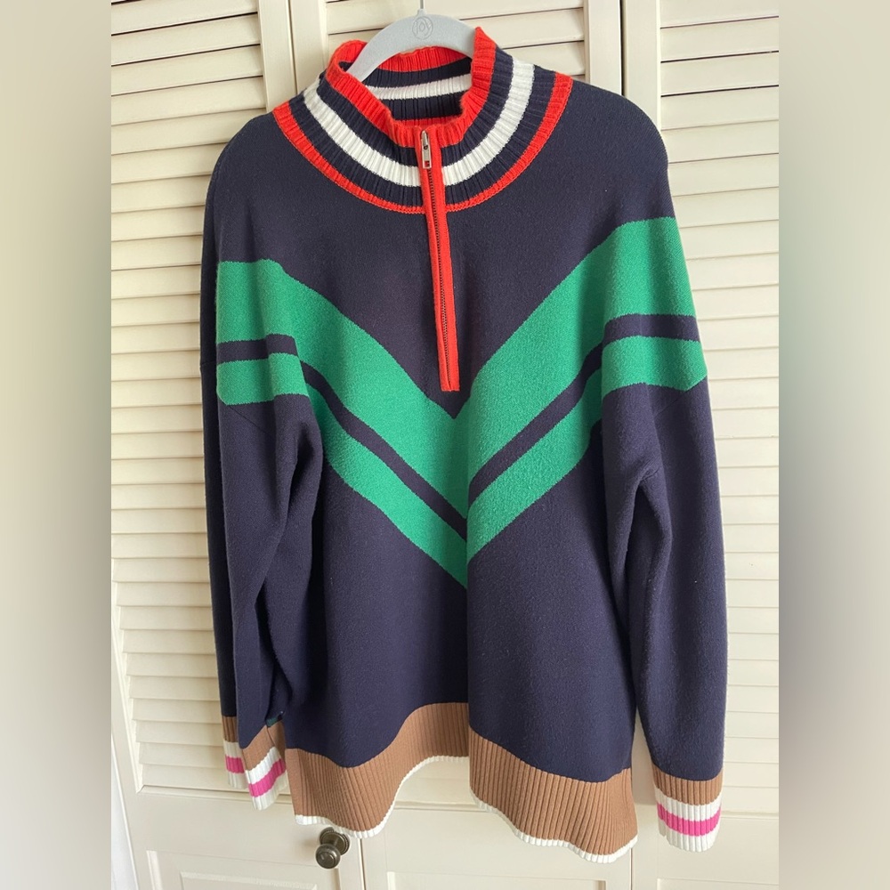Maeve by Anthropologie Varsity Colorblock Half Zip Sweater